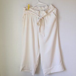 ELOQUII Ruffle Waist Crop Pant Ivory Color Size 14